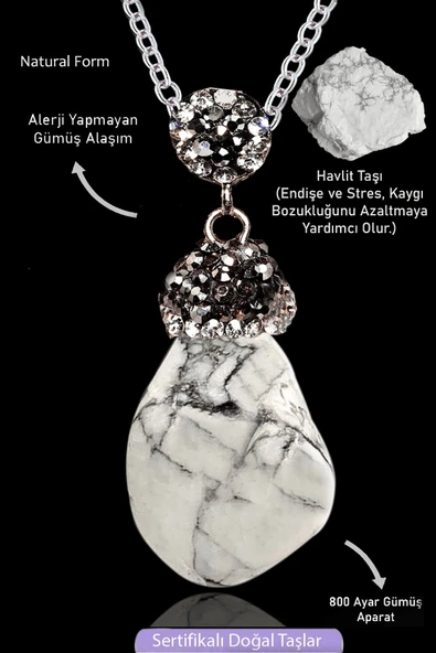 Sertifikalı Zirkon Taşlı Model Ham Havlit Taşı Kolye ürün görseli 1