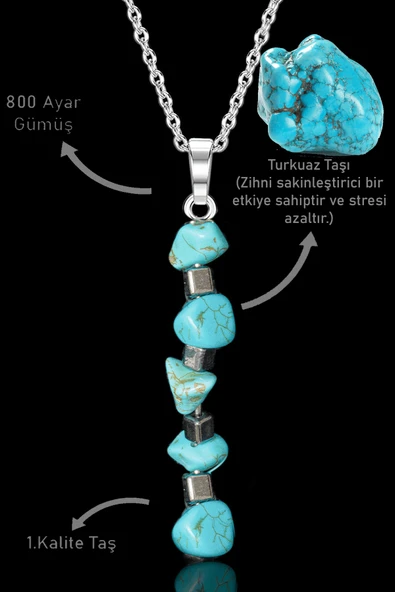 Sertifikalı Kırık Taşlı Model Turkuaz Taşı Kolye ürün görseli 1
