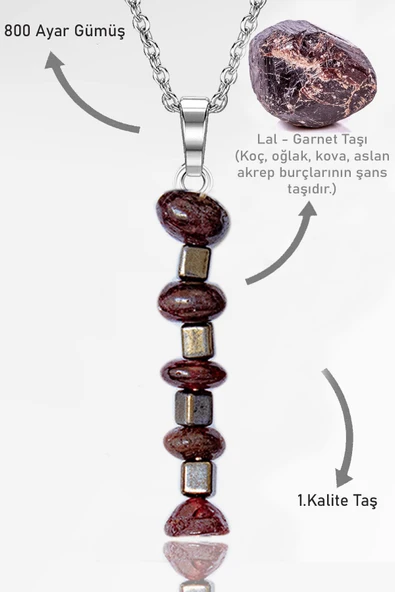 Sertifikalı Kırık Taşlı Model Lal - Garnet Taşı Kolye ürün görseli 1