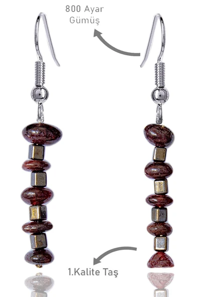 Sertifikalı Kırık Taşlı Model Lal - Garnet Taşı Küpe ürün görseli 1