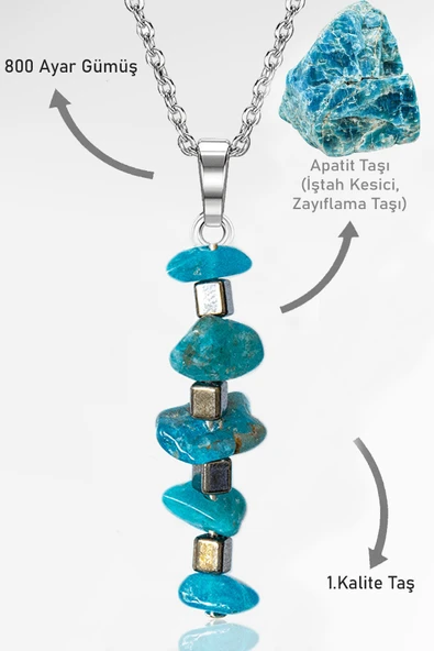 Sertifikalı Kırık Taşlı Model Apatit Taşı Kolye ürün görseli 1