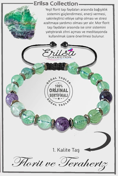 Sertifikalı Silver Hematit - Florit Taşı Bileklik - Ayarlamalı ürün görseli 1