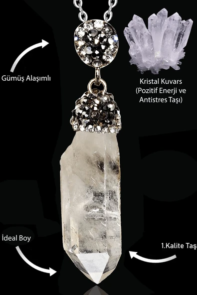 Sertifikalı Zirkon Taşlı Ham İşlenmemiş Kristal Kuvars Taşı Kolye ürün görseli 1