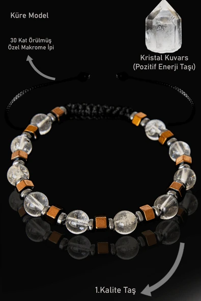 Sertifikalı Gerçek Rose Hematit - Kristal Kuvars Taşı Bileklik - 6 mm ürün görseli 1
