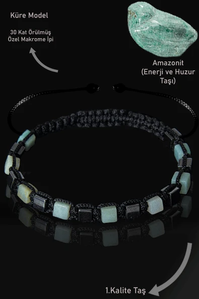 Sertifikalı Küp Model Terahertz - Amazonit Taşı Bileklik - Ayarlamalı ürün görseli 1