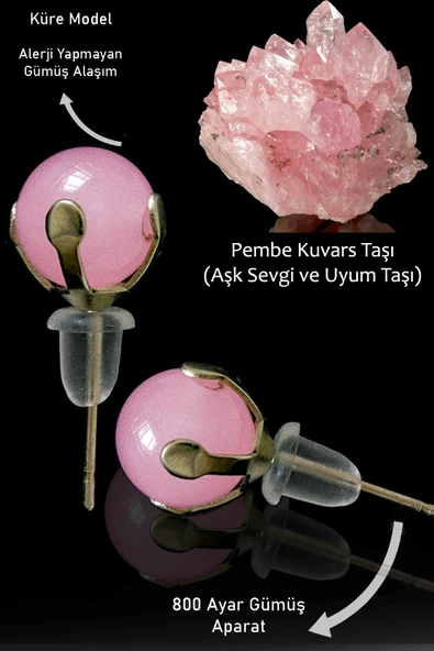 Sertifikalı Gerçek Açık Pembe Kuvars Taşı Nokta Doğal Taş Küpe ürün görseli 1