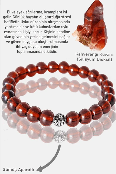 Sertifikalı AAA+ Kahverengi Dumanlı Kuvars Taşı Bileklik - Gümüş Aparatlı ürün görseli 1