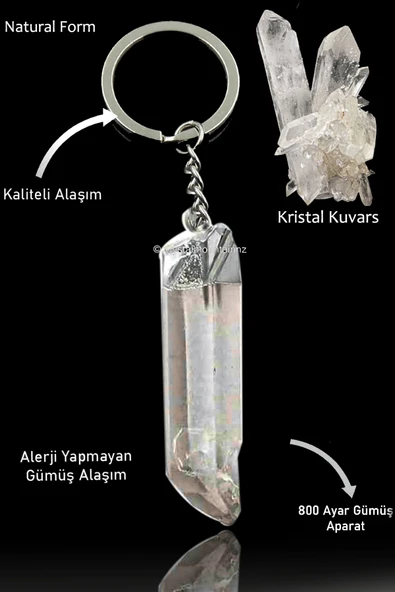 Sertifikalı Ham işlenmemiş Kristal Kuvars Doğal Taş Anahtarlık - Brezilya ürün görseli 1