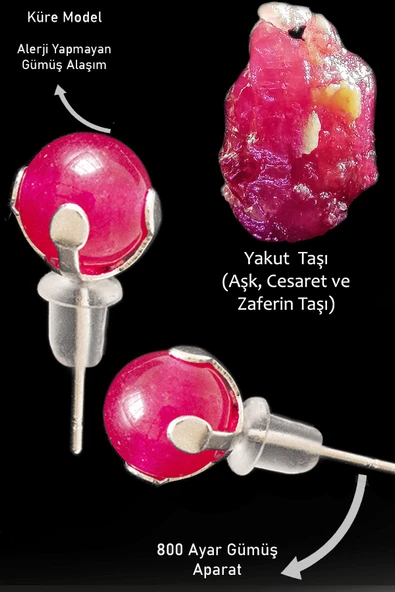 Sertifikalı Yakut Taşı Nokta Doğal Taş Küpe ürün görseli 1