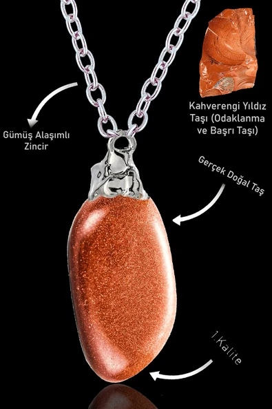 Sertifikalı Ham Tamburlanmış Gerçek Kahverengi Yıldız Taşı Kolye ürün görseli 1