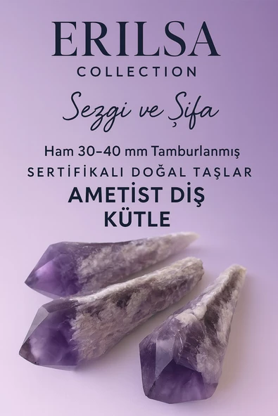 Sertifikalı Doğal Ametist Diş Kütle 30-40 mm – Sezgi ve Şifa Taşı ürün görseli 1