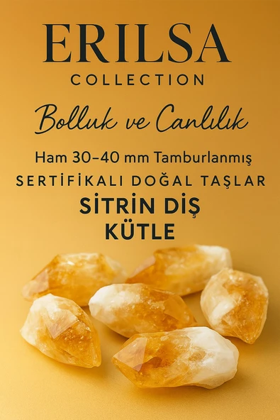 Sertifikalı Doğal Sitrin Diş Kütle 30-40 mm – Bolluk ve Canlılık Taşı ürün görseli 1