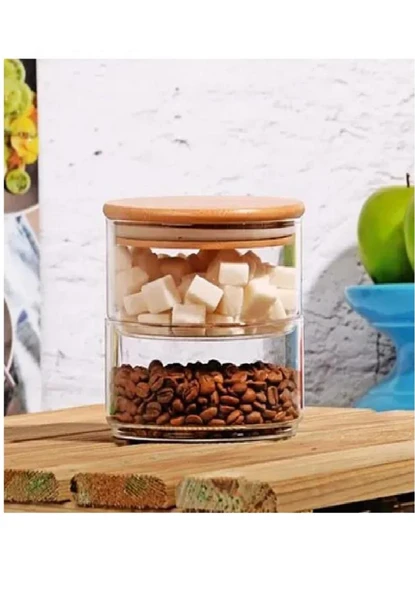 BAMBUM TADE 2 KATLI CAM SAKLAMA KABI B0796 ürün görseli 1