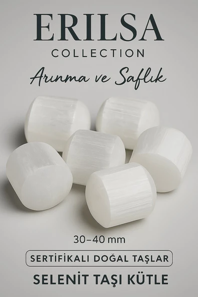 Sertifikalı Tamburlanmış Gerçek Selenit Taşı Kütle Parça (30-35 mm) – Arınma ve Huzur Taşı ürün görseli 1