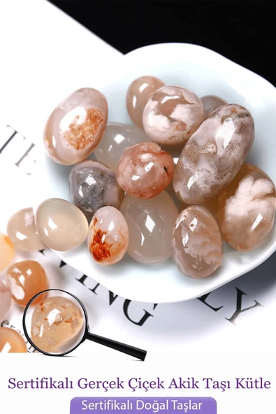Sertifikalı Tamburlanmış Çiçek Akik Taşı Kütle ürün görseli 1