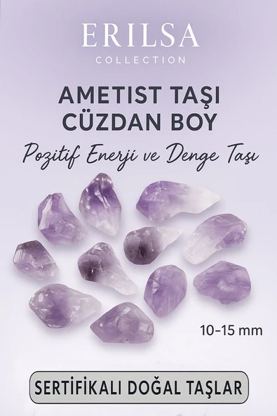 Aşk Mutluluk Şans Cüzdan Taşı Doğal Sertifikalı Ametist Taşı Kütle ürün görseli 1