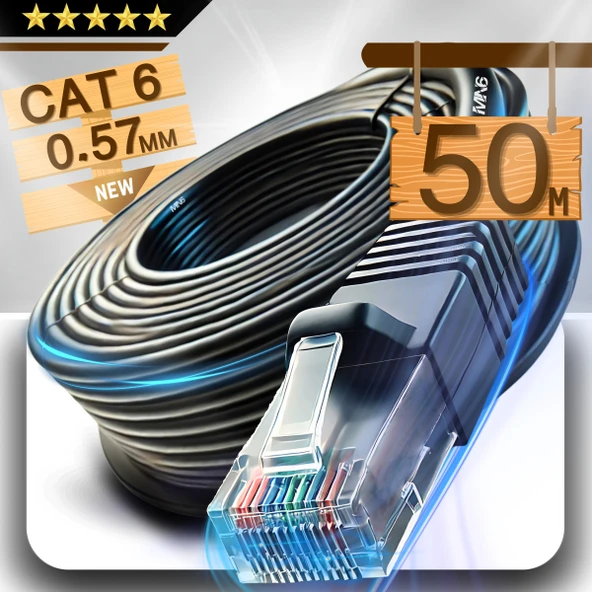 MN6 M107x 50 Metre Internet Kablosu/utp 0,57mm Cat6 Iki Kat Korumalı/ Iç Dış Mekan/50m Ethernet Kablosu ürün görseli 1