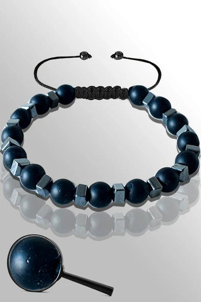 Sertifikalı Terahertzli - 6 Mm Doğal Ham Şungit ( Shungite ) Taşı Bileklik ürün görseli 1