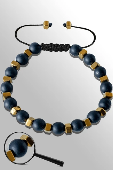 Sertifikalk Gold Falezli 6 Mm Doğal Şungit ( Shungite ) Taşı Bileklik - Ayarlamalı ürün görseli 1