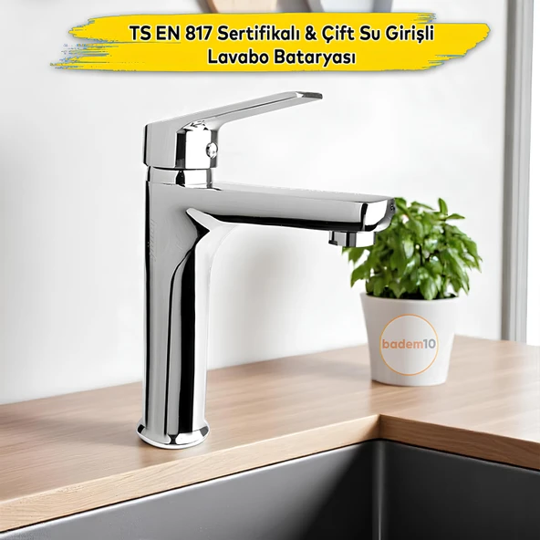 Mix Krom Kaplama Sıcak Soğuk Tezgah Üstü Banyo Mutfak Lavabo Bataryası Aç Kapa Evye Armatür Musluk ürün görseli 1