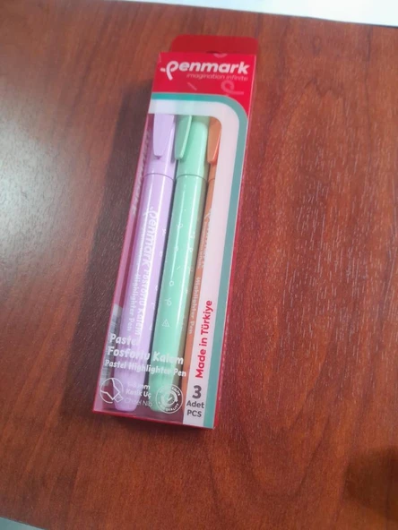 PENMARK FOSFORLU KALEM KALEM TIPI PASTEL RENK 3 LU ürün görseli 1