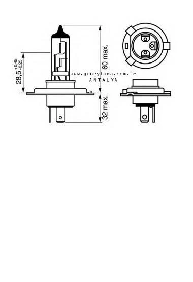 AMPÜL Far H4 [12V 60,55W] Tırnaklı ürün görseli 1