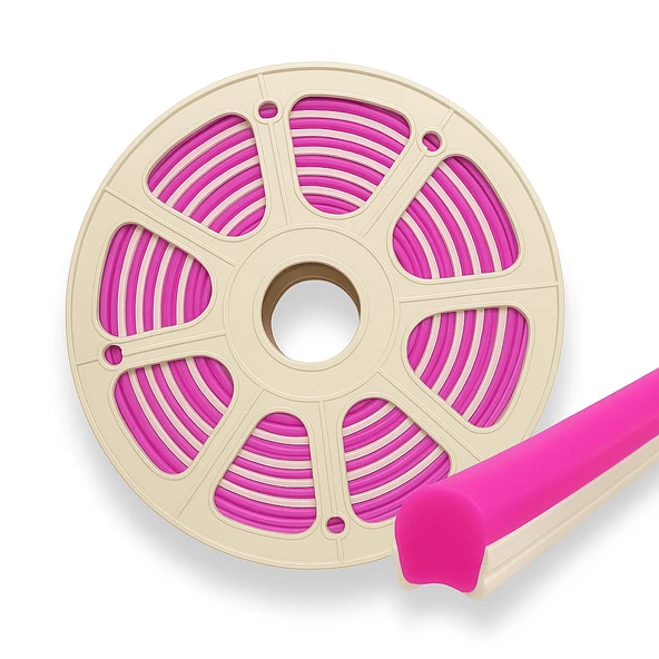 Pembe 6mm İkinci Nesil Silikon Neon LED Şerit Kılıfı 5 Metre Difüzör Tüp (LED Hariç) ürün görseli 1