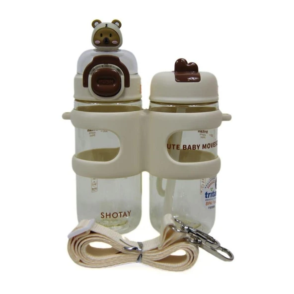 Shotay Su Matarası 2 Bölmeli Tritan Beyaz 900Ml ürün görseli 1