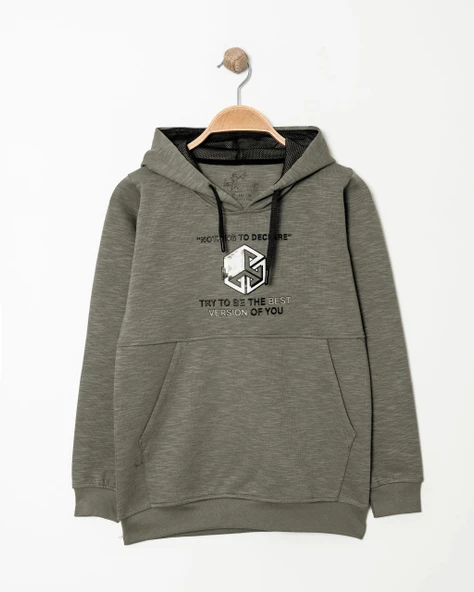 NOTHING DECLARE BASKILI KAPÜŞONLU ERKEK SWEATSHIRT ürün görseli 1