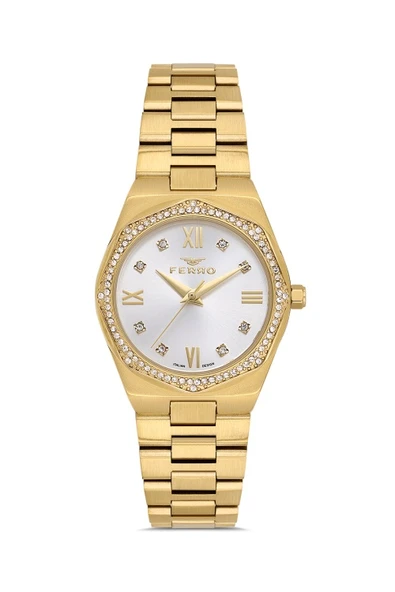 Ferro FL21518AWT-B Quartz Çelik Altın Rengi 30 mm Kadın Kol Saati ürün görseli 1