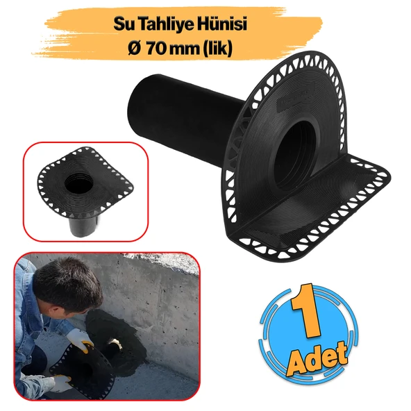 Parapet Dik İniş 70'lik Direnaj Hünisi Çatı Balkon Yağmur Su Tahliye Gider Borusu Oluk Adaptörü ürün görseli 1