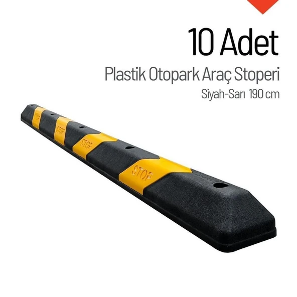 10'lu Siyah-Sarı Otopark Stoperi – 190 cm ürün görseli 1