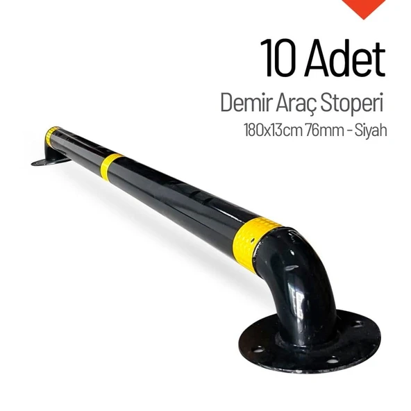 10'lu Set Siyah Demir Otopark Stoperi – 180x13 cm ürün görseli 1