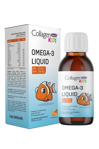 Collagen Forte Platinum Kids Omega-3 Liquid & Multivitamin Complex 150ml Portakal Aromalı Sıvı Balık Yağı ürün görseli 1