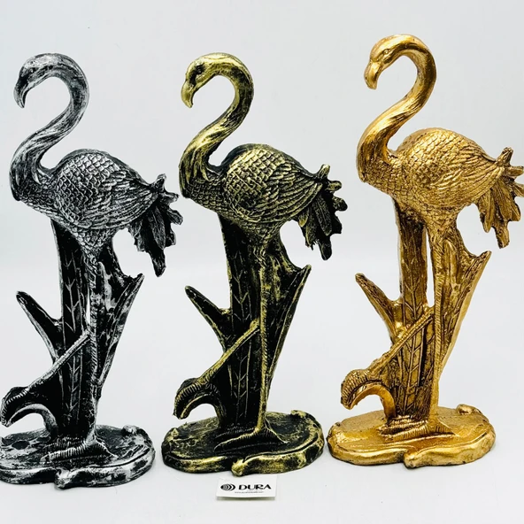 Polyester Gümüş Büyük Flamingo Biblo 46 cm ürün görseli 1