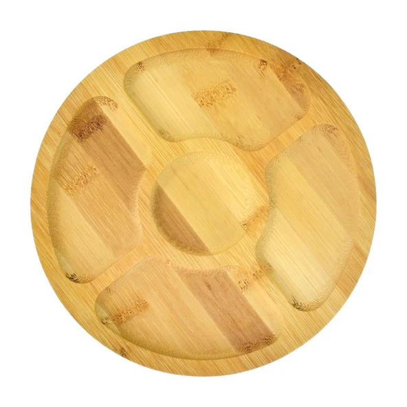 5 Bölmeli Bambu Sunum Tepsisi 20 cm ürün görseli 1