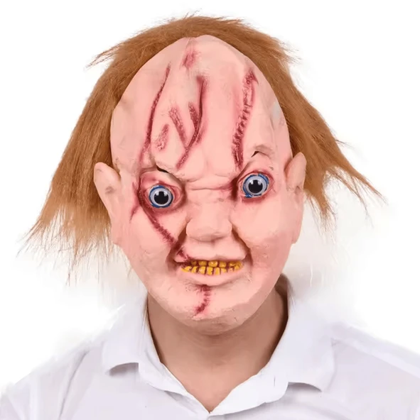 Çaki Maskesi Kahverengi Saçlı Lateks Et Chucky Çaki Maskesi ürün görseli 1