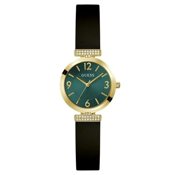 GUESS GUGW0912L4 SİYAH SİLİKON KORDON YEŞİL KADRAN KADIN KOL SAATİ ürün görseli 1