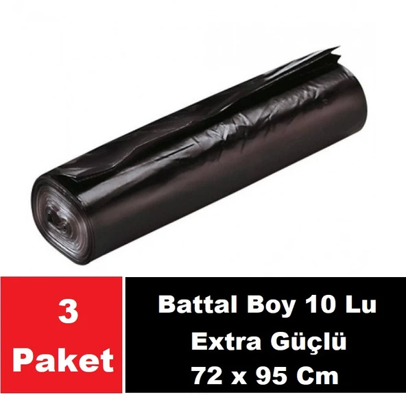Sera Çöp Torbası 90 Lt Endüstriyel Extra Güçlü Battal Boy 10 Lu 72 x 95 Cm x 3 Paket ürün görseli 1