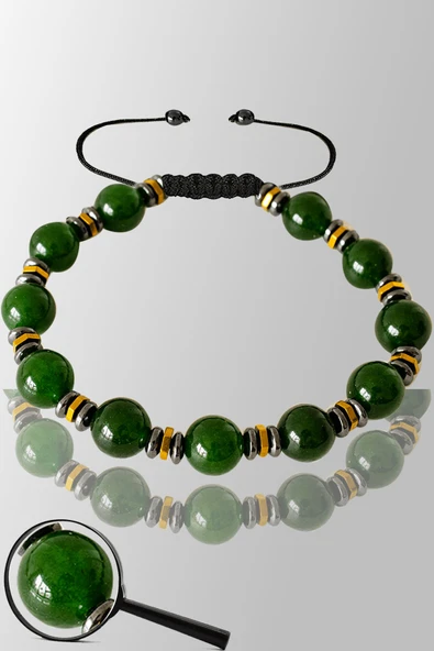 Sertifikalı Gold Silver Hematit Gerçek Zebercet Taşı Bileklik (Peridot Taşı) ürün görseli 1