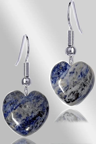 Sertifikalı Kalp Model Lapis Lazuli Taşı Doğal Taş Küpe ürün görseli 1