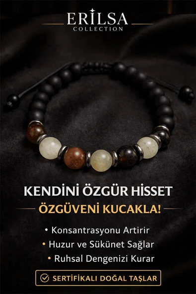 Sertifikalı Kahverengi Obsidyen Akik Oniks Bileklik - 8 mm Doğal Taş Terahertz Aparatlı ürün görseli 1