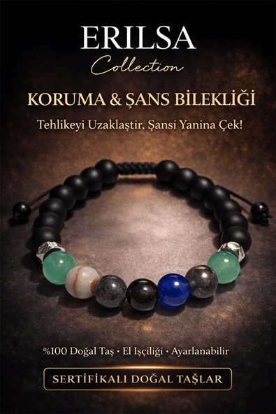 Sertifikalı Koruma Nazar Şans Bilekliği - Aventurin Jasper İyolit Dumanlı Kuvars Akik Taşı ürün görseli 1