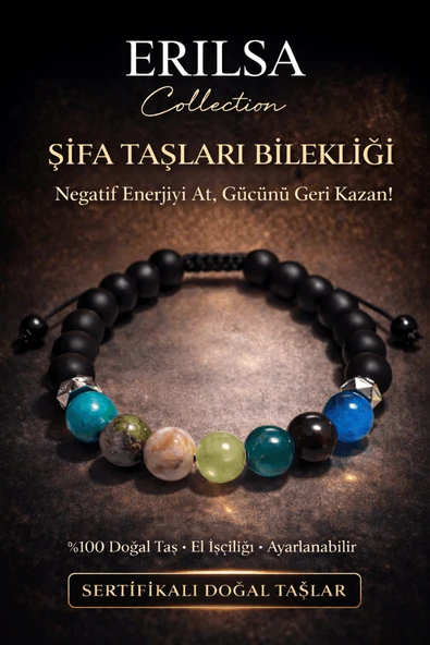 Sertifikalı Şifa Koruma Kalkan Bilekliği - Apatit - Dumanlı Kuvars Porselen Jasper Yeşim Akik Unakit ürün görseli 1