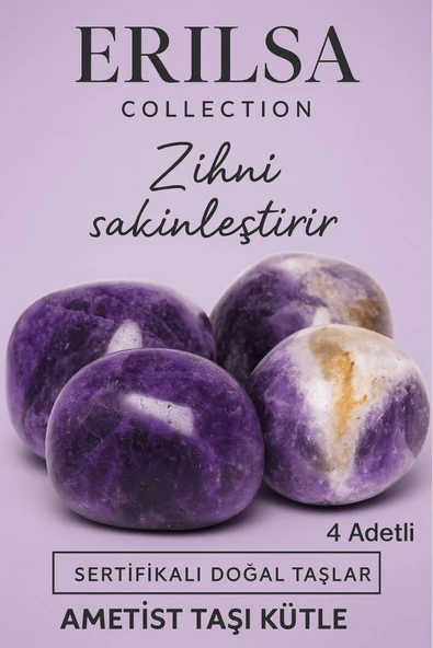 Sertifikalı Gerçek Ametist Taşı Kütle - 4 Adetli ürün görseli 1