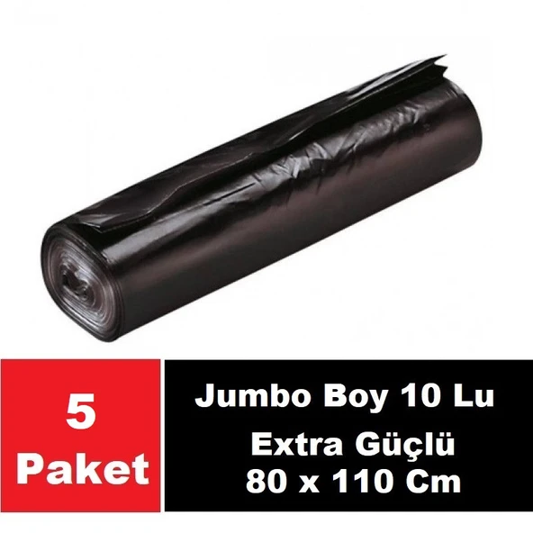 Sera Çöp Torbası 160 Lt Endüstriyel Extra Güçlü Jumbo Boy 10 Lu 80 x 110 Cm x 5 Paket ürün görseli 1