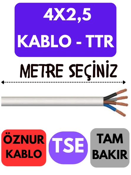 Öznur 4X2,5 TTR Kablo Metre Seçenekli (Beyaz) ürün görseli 1
