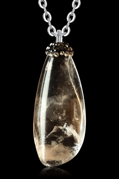 Zirkon Taş Işcilikli Doğal Kristal Kuvars Taşı Doğal Taş Kolye ürün görseli 1