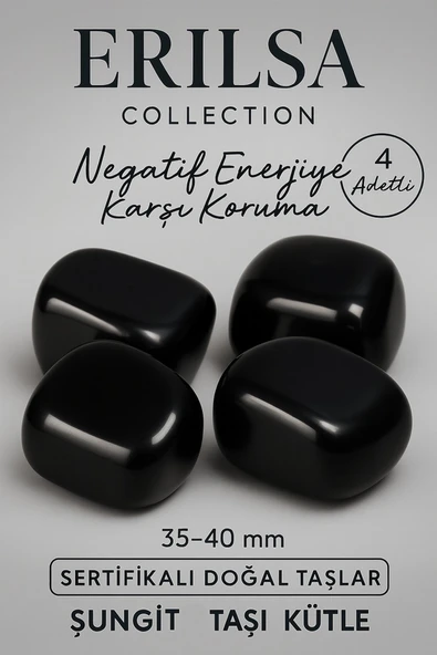 Sertifikalı Gerçek Şungit Taşı Kütle (4 Adet – 35-40 mm) | Negatif Enerjiye Karşı Güçlü Koruma ürün görseli 1