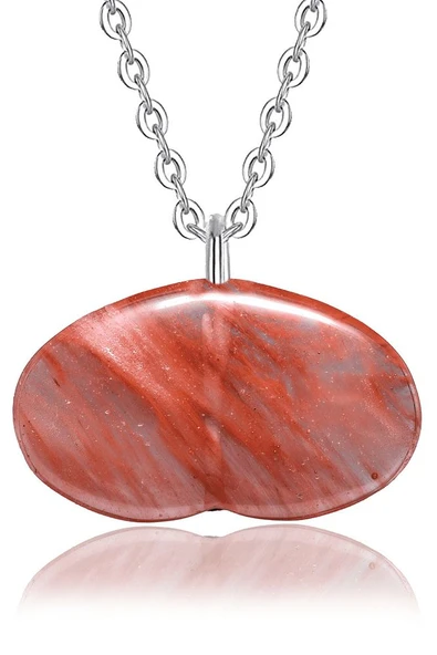 Sertifikalı Doğal Damarlı Gül Pembe Kuvars Taşı Kolye ürün görseli 1